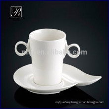 Porcelain two handle coffee cup with saucer breakfast milk cup with saucer